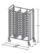 Carrello portavassoi in acciaio inox su 2 lati - Portata vassoi 36EN cm 129x60x172h