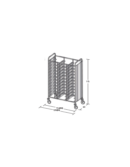 Carrello portavassoi in acciaio inox su 2 lati - Portata vassoi 36EN cm 129x60x172h