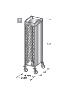 Carrello portavassoi in acciaio inox su 3 lati - Portata vassoi 12GN cm 45x60x172h