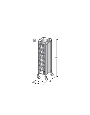 Carrello portavassoi in acciaio inox su 3 lati - Portata vassoi 12GN cm 45x60x172h