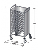 Carrello portavassoi in acciaio inox su 3 lati - Portata vassoi 20GN cm 80x60x150h