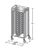 Carrello portavassoi in acciaio inox su 3 lati - Portata vassoi 24GN cm 80x60x172h