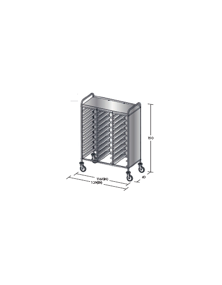 Carrello portavassoi in acciaio inox su 3 lati - Portata vassoi 30GN cm 116x60x150h