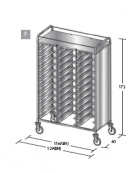 Carrello portavassoi in acciaio inox su 3 lati - Portata vassoi 36GN cm 116x60x172h