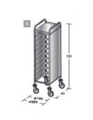 Carrello portavassoi in acciaio inox su 3 lati - Portata vassoi 10EN cm 49x60x150h