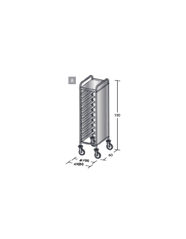 Carrello portavassoi in acciaio inox su 3 lati - Portata vassoi 10EN cm 49x60x150h