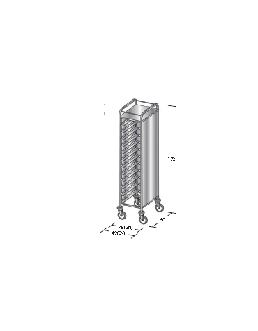 Carrello portavassoi in acciaio inox su 3 lati - Portata vassoi 12EN cm 49x60x172h