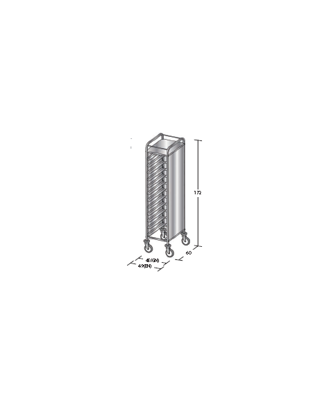 Carrello portavassoi in acciaio inox su 3 lati - Portata vassoi 12EN cm 49x60x172h