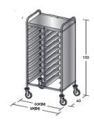 Carrello portavassoi in acciaio inox su 3 lati - Portata vassoi 20EN cm 89x60x150h