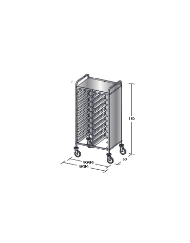 Carrello portavassoi in acciaio inox su 3 lati - Portata vassoi 20EN cm 89x60x150h