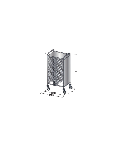 Carrello portavassoi in acciaio inox su 3 lati - Portata vassoi 20EN cm 89x60x150h