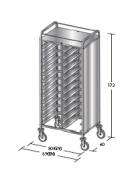 Carrello portavassoi in acciaio inox su 3 lati - Portata vassoi 24EN cm 89x60x172h