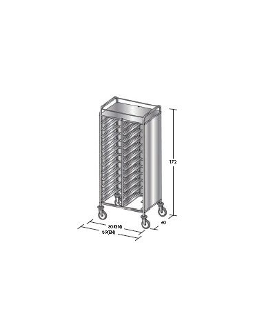 Carrello portavassoi in acciaio inox su 3 lati - Portata vassoi 24EN cm 89x60x172h