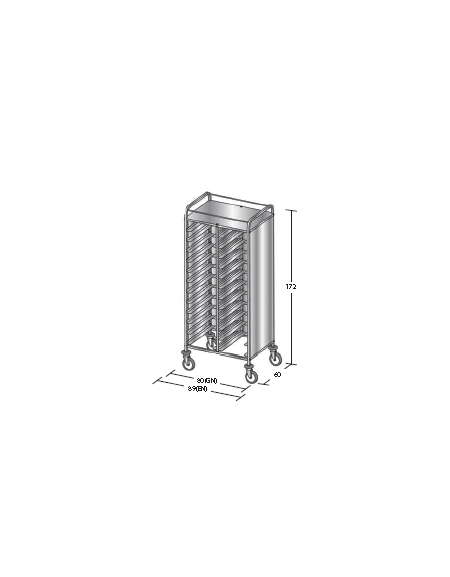 Carrello portavassoi in acciaio inox su 3 lati - Portata vassoi 24EN cm 89x60x172h