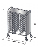 Carrello portavassoi in acciaio inox su 3 lati - Portata vassoi 30EN cm 129x60x150h