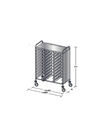 Carrello portavassoi in acciaio inox su 3 lati - Portata vassoi 30EN cm 129x60x150h