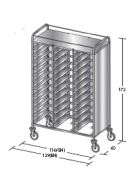 Carrello portavassoi in acciaio inox su 3 lati - Portata vassoi 36EN cm 129x60x172h