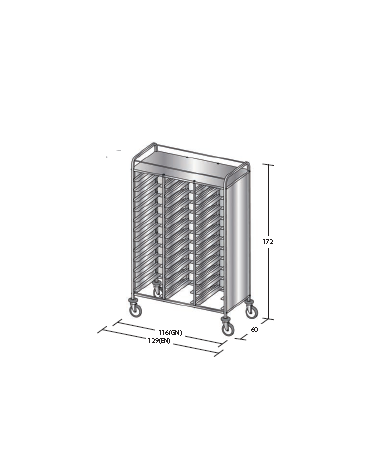 Carrello portavassoi in acciaio inox su 3 lati - Portata vassoi 36EN cm 129x60x172h