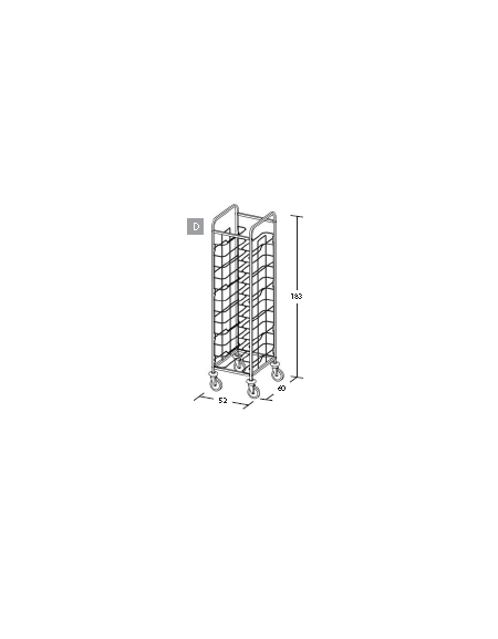 Carrello portavassoi in acciaio inox universali - supporto in filo - Portata vassoi 12 - cm 52x60x183h