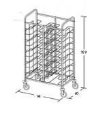 Carrello portavassoi in acciaio inox universali - supporto in filo - Portata vassoi 20 - cm 95x60x159h