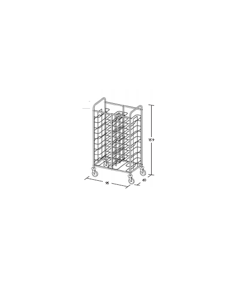 Carrello portavassoi in acciaio inox universali - supporto in filo - Portata vassoi 20 - cm 95x60x159h