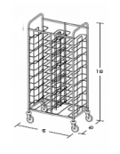 Carrello portavassoi in acciaio inox universali - supporto in filo - Portata vassoi 24 - cm 95x60x183h