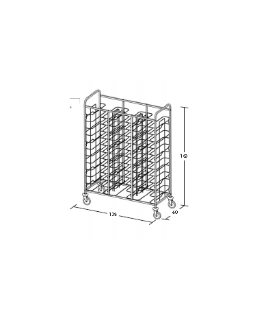 Carrello portavassoi in acciaio inox universali - supporto in filo - Portata vassoi 36 - cm 138x60x183h