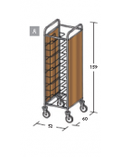 Carrello portavassoi in nobilato su 2 lati - universali - colore ciliegio - Portata vassoi 10 - cm 52x60x159h