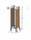 Carrello portavassoi in nobilato su 2 lati - universali - colore ciliegio - Portata vassoi 12 - cm 52x60x183h