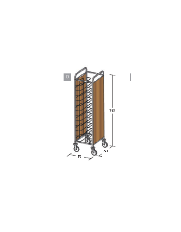 Carrello portavassoi in nobilato su 2 lati - universali - colore ciliegio - Portata vassoi 12 - cm 52x60x183h