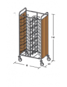 Carrello portavassoi in nobilato su 2 lati universali - colore ciliegio - Portata vassoi 24 - cm 95x60x183h