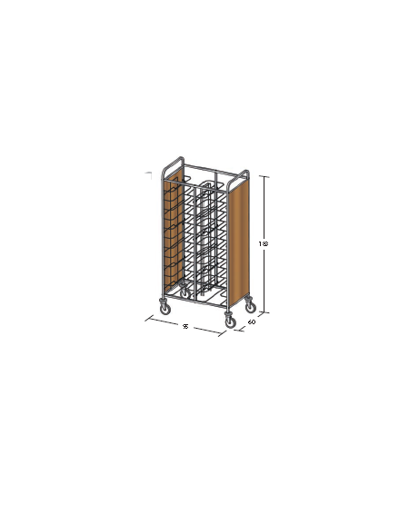 Carrello portavassoi in nobilato su 2 lati universali - colore ciliegio - Portata vassoi 24 - cm 95x60x183h