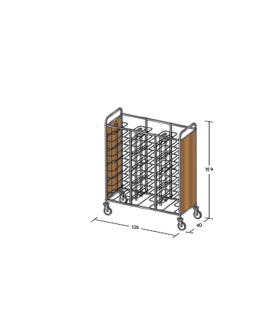 Carrello portavassoi in nobilato su 2 lati - universali - colore ciliegio - Portata vassoi 30 - cm 138x60x159h