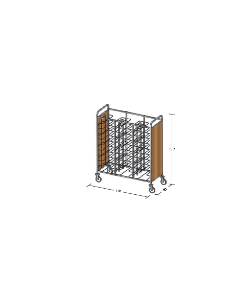 Carrello portavassoi in nobilato su 2 lati - universali - colore ciliegio - Portata vassoi 30 - cm 138x60x159h