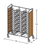 Carrello portavassoi in nobilato su 2 lati - universali - colore ciliegio - Portata vassoi 36 - cm 138x60x183h