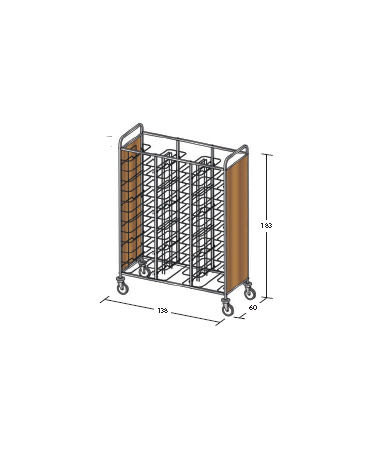 Carrello portavassoi in nobilato su 2 lati - universali - colore ciliegio - Portata vassoi 36 - cm 138x60x183h