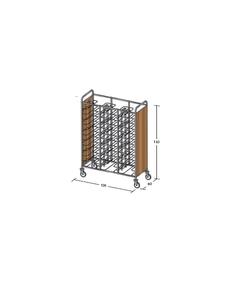 Carrello portavassoi in nobilato su 2 lati - universali - colore ciliegio - Portata vassoi 36 - cm 138x60x183h