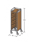 Carrello portavassoi in nobilato su 3 lati - universali - colore ciliegio - Portata vassoi 10 - cm 52x60x159h