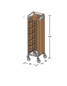 Carrello portavassoi in nobilato su 3 lati - universali - colore ciliegio - Portata vassoi 12 - cm 52x60x183h