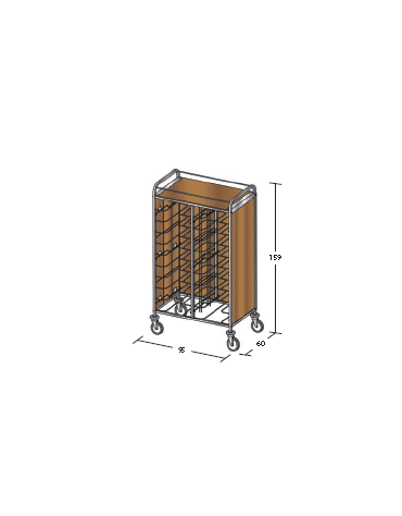 Carrello portavassoi in nobilato su 3 lati - universali - colore ciliegio - Portata vassoi 20 - cm 95x60x159h