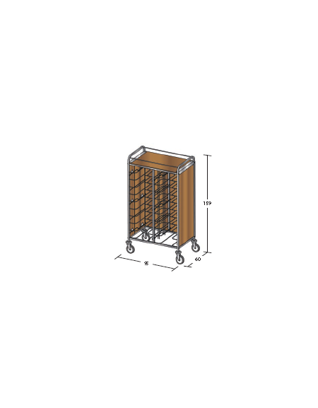 Carrello portavassoi in nobilato su 3 lati - universali - colore ciliegio - Portata vassoi 20 - cm 95x60x159h