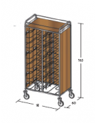 Carrello portavassoi in nobilato su 3 lati - universali - colore ciliegio - Portata vassoi 24 - cm 95x60x183h