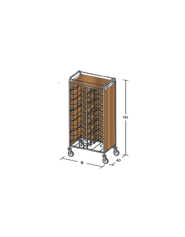 Carrello portavassoi in nobilato su 3 lati - universali - colore ciliegio - Portata vassoi 24 - cm 95x60x183h