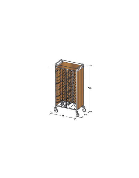 Carrello portavassoi in nobilato su 3 lati - universali - colore ciliegio - Portata vassoi 24 - cm 95x60x183h