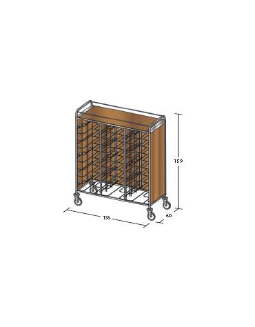 Carrello portavassoi in nobilato su 3 lati - universali - colore ciliegio - Portata vassoi 30 - cm 138x60x159h