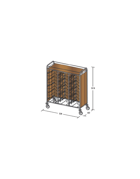 Carrello portavassoi in nobilato su 3 lati - universali - colore ciliegio - Portata vassoi 30 - cm 138x60x159h