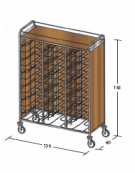 Carrello portavassoi in nobilato su 3 lati - universali - colore ciliegio - Portata vassoi 36 - cm 138x60x183h