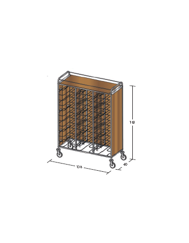 Carrello portavassoi in nobilato su 3 lati - universali - colore ciliegio - Portata vassoi 36 - cm 138x60x183h