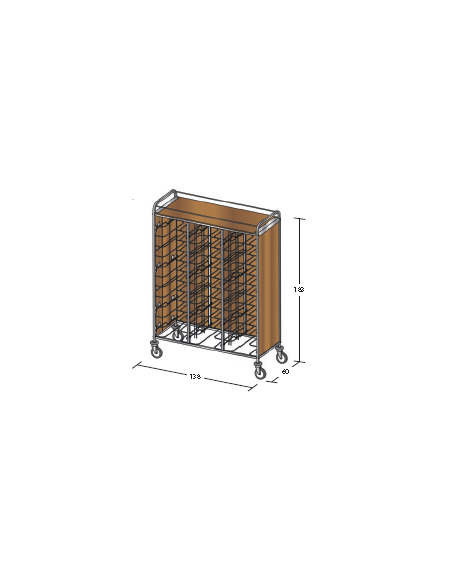 Carrello portavassoi in nobilato su 3 lati - universali - colore ciliegio - Portata vassoi 36 - cm 138x60x183h