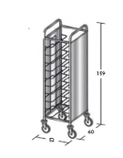 Carrello portavassoi inox  su 2 lati - universali - Portata vassoi 10 - cm 52x60x159h